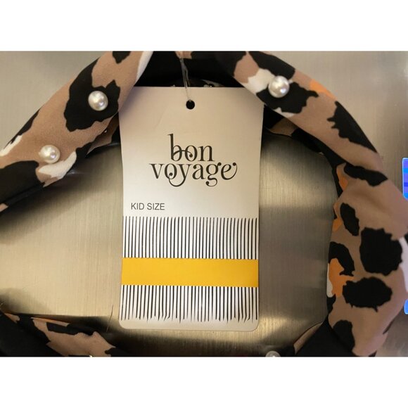 Knotted Leopard Print Headband with Pearls for Kids by Bon Voyage Accessories - Picture 3 of 6
